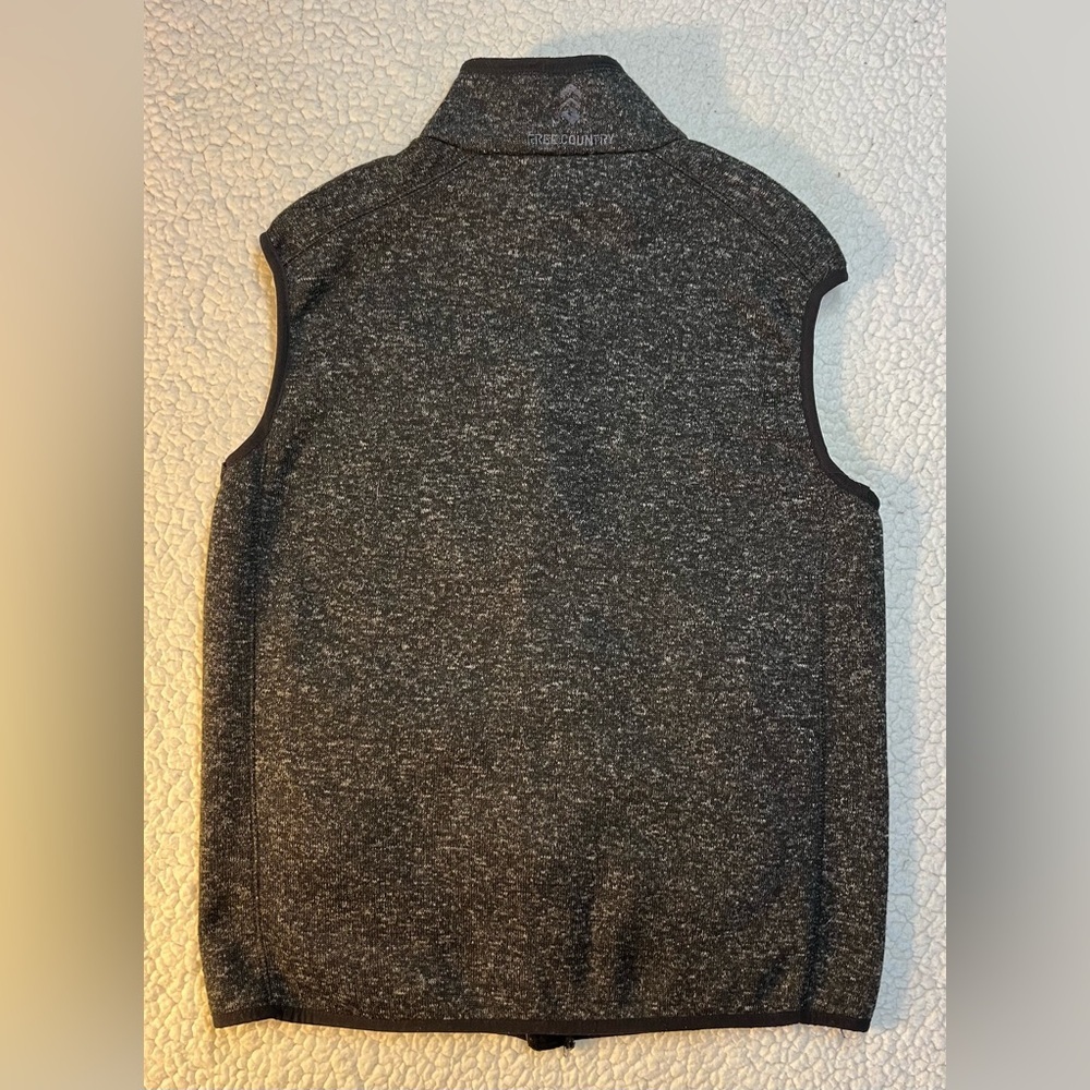 Free Country Men's Full Zip Up Gray Sweater Fleece Vest Zip Pockets Size Small - Picture 2 of 5